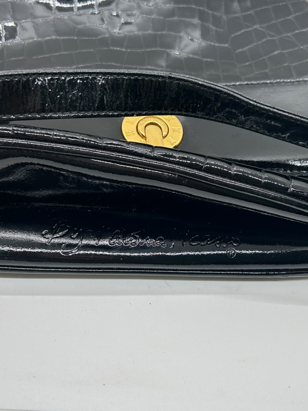 Paloma Picasso Vintage Black Snakeskin Print Leather Crossbody Bag Purse 🌺🌺 - Picture 6 of 14